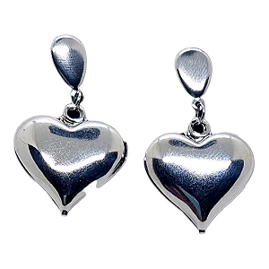 PAR BRINCO CORAÇÃO LISO AÇO CIRURGICO INOX Antialérgic PRATA