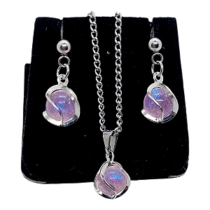 Colar Brinco Feminino CHOKER Aço Inox Pérola ESPIRAL ROSA