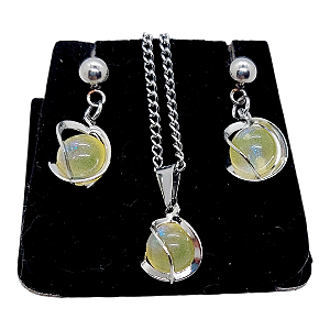 Colar Brinco Feminino CHOKER Aço Inox Pérola ESPIRAL AMARELO