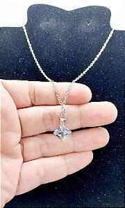 COLAR CHOKER FEMININO AÇO INOX Ponto Luz QUADRADO zircônia