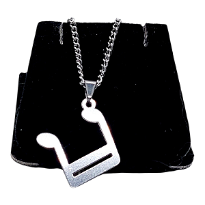 Colar CHOKER FEMININO AÇO INOX PINGENTE NOTA MUSICAL PRATA