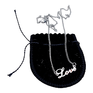 Colar GARGANTILHA CHOKER FEMININO AÇO INOX PINGENTE LOVE