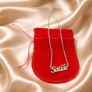 Colar CORRENTE CHOKER FEMININO AÇO INOX PINGENTE SAUDE PRATA