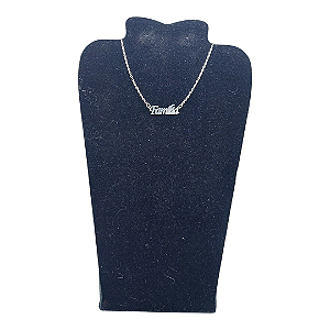 Colar CHOKER FEMININO AÇO INOX PINGENTE FAMILLIA PRATA