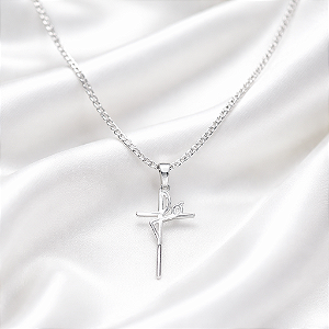 Colar GARGANTILHA CHOKER FEMININO AÇO INOX PINGENTE FÉ PRATA