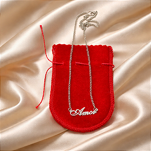 Colar CORRENTE CHOKER FEMININO AÇO INOX PINGENTE AMOR PRATA