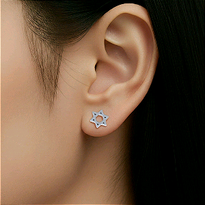 PAR BRINCO Estrela De Davi aço Cirurgico inox 8 MM