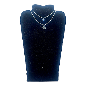 Colar CHOKER Duplo AÇO INOX ARVORE DA VIDA e Ponto de Luz
