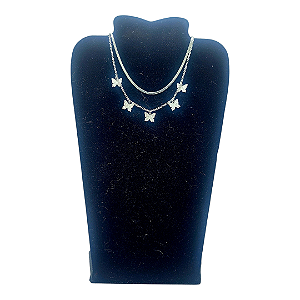 Colar CHOKER AÇO INOXIDAVEL Duplo Luxo SNAKE + 5 BORBOLETA