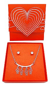 Presente Colar Choker+Brinco+Caixa Filho Aço Inox 4 Meninos