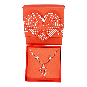 Colar CHOKER+BRINCO CAIXA PRESENTE AÇO INOX Mãe Filho Menino