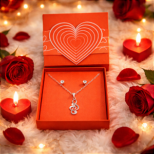 Colar+BRINCO+CAIXA PRESENTE INOX Clave De Sol Nota Musical &