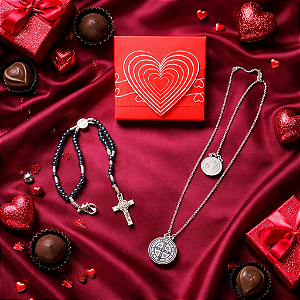 Kit São Bento Completo Escapulário + Pulseira+Caixa Presente