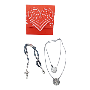 PRESENTE Escapulário São Bento Aço Inox+PULSEIRA+caixa