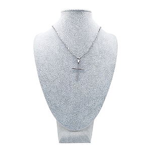 Corrente TIJOLINHO CRUCIFIXO CRUZ Aço Inox pingente prata