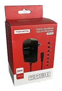 FONTE DE ALIMENTACAO UNIVERSAL COM 7 PLUG 3V 12V 3.0A 30W TOMATE MTT-001