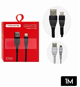 CABO DE DADOS TURBO USB PARA IPHONE 1M 5V 2.1A TOMATE TC-102L
