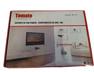 SUPORTE DE PAREDE PARA DVD COM VIDRO TEMPERADO 5MM TOMATE MT-211