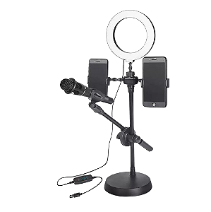 RING LIGHT COM SUPORTE PARA GRAVACAO 3EM1 TOMATE MTG-132