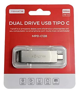 PEN DRIVE DUPLO USB 3.0 E TYPE-C TOMATE MPD-C128