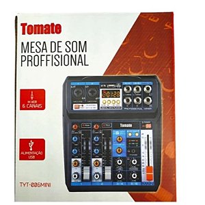 MESA DE SOM COM 6 CANAIS USB 5W TOMATE TYT-006MINI
