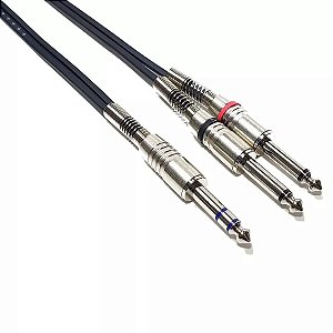CABO DE AUDIO CONECTOR 6,35MM PARA 2X 6,35MM 3M TOMATE MCB-048A