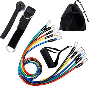 KIT DE ELASTICO EXTENSOR P/ ATIVIDADE FISICA 11PÇS AIKER AK-Y001