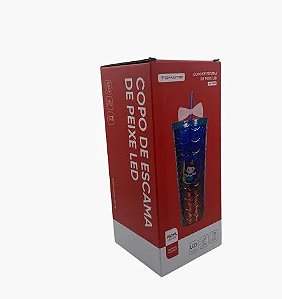 COPO DE PLASTICO ESCAMA DE PEIXE C/ LED 750ML TOMATE AK-7509