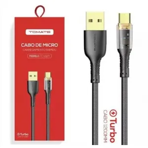 CABO DE DADOS USB PARA V8 TURBO 1.2M 5V 3A TOMATE TC-212M