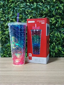 COPO DE PLASTICO ESCAMA DE PEIXE C/LED 750ML TOMATE AK-7515
