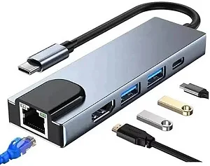 ADAPTADOR 5 EM 1 TYPE-C PARA RJ45/HDMI/USB 3.0/PD TOMATE MTV-620