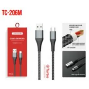 CABO DE DADOS USB PARA V8 TURBO 1.2M 5V 2.4A TOMATE TC-206M