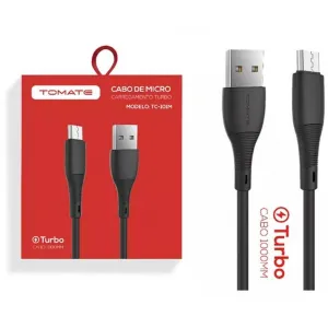 CABO DE DADOS USB PARA V8 TURBO 1M 5V 2.1A TOMATE TC-101M