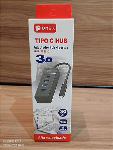 HUB TYPE C COM 4 PORTAS USB 3.0 ONEX HUB-7563-C