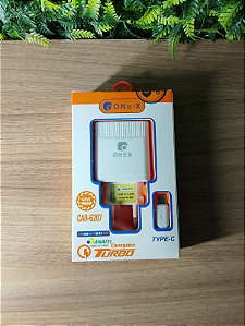 KIT CARREGADOR TURBO USB PARA TYPE-C 48W ONEX CAR-6207