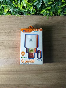 KIT CARREGADOR TURBO USB PARA TYPE-C 5.8A ONEX CAR-6203