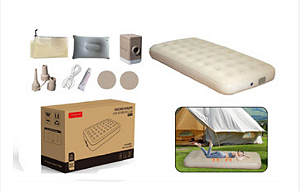COLCHAO INFLAVEL C/ TECIDO SUEDE E BOMBA DE AR INCLUSA 186X96X25CM TOMATE MC-36