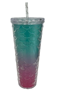 COPO DE PLASTICO ESCAMA DE PEIXE C/ LED 750ML TOMATE AK-7511