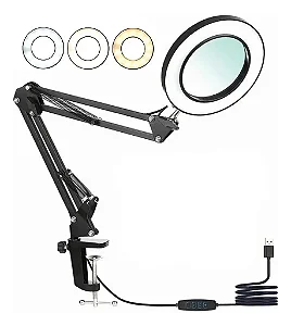 LUMINARIA DE LED RING LIGHT 6" COM LUPA TOMATE MLG-116