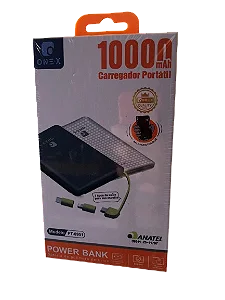 CARREGADOR PORTATIL POWER BANK 10.000MAH 3.7W ONEX PT-0951