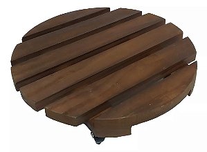 Suporte Para Vaso 25cm Redondo Madeira Roda Prático