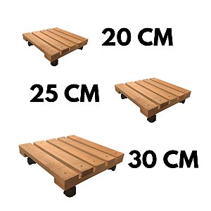 Carrinho De Madeira Para Vaso Planta Suporte Botijão Base 25 CM