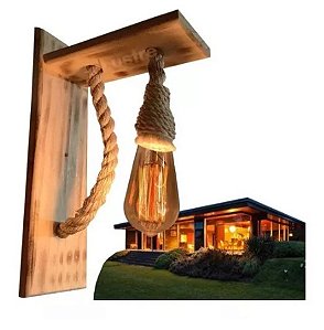 Kit 2 Arandela Parede Madeira Retro Vintage Rustic Bar+lampadas