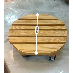 Suporte Para Vaso De Plantas Redondo Pinus Suporte 39 cm Jardim Suculentas Carrinho