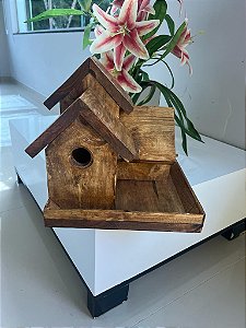 Casinha para pássaros conjugada 3 módulos rustica