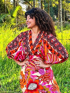 VESTIDO GUEIXA-  COLEÇÃO ENCANTO FLORAL- ROSA