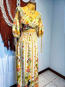 CONJUNTO SAIA -  COLEÇÃO - AURA SERENA- AMARELO