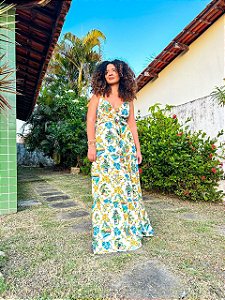 VESTIDO NATUREZA -VERÃO-ESTAMPADO-CREPE DE SEDA