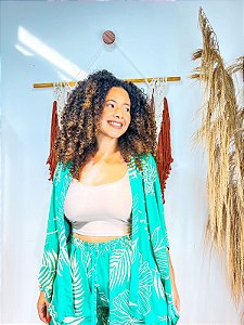 CONJUNTO KIMONO LETÍCIA -  COLEÇÃO - VERÃO -VERDE
