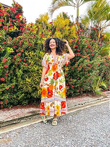 VESTIDO DÉBORA -  COLEÇÃO - CAJU -COLORIDO